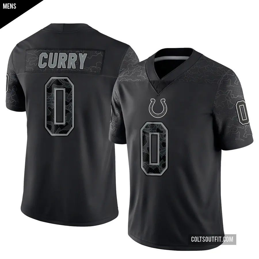 Men's Indianapolis Colts ＃0 Caden Curry Black Limited Reflective Jersey