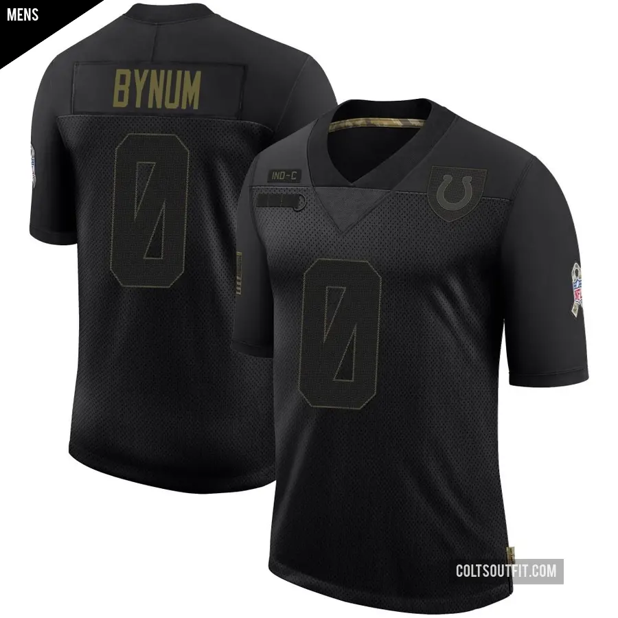 Men's Indianapolis Colts ＃0 Cam Bynum Black Limited 2020 Salute To Service Jersey