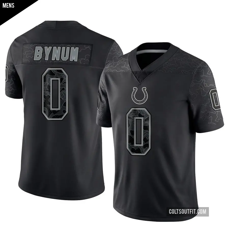 Men's Indianapolis Colts ＃0 Cam Bynum Black Limited Reflective Jersey