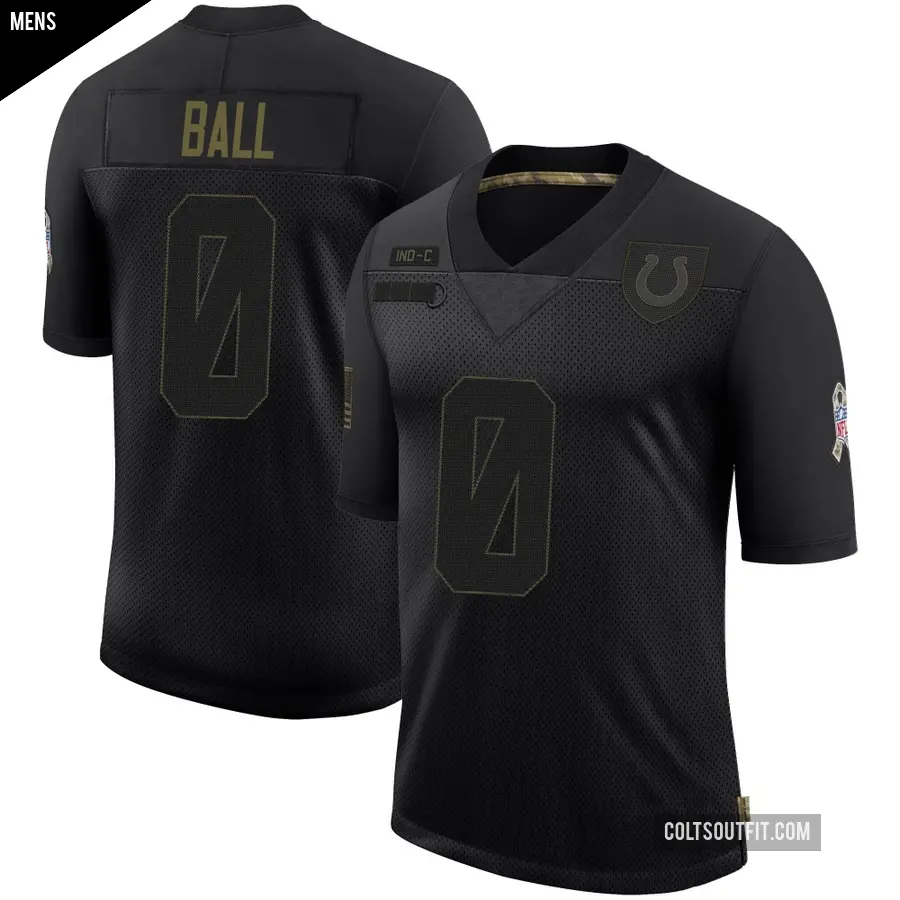 Men's Indianapolis Colts ＃0 Cameron Ball Black Limited 2020 Salute To Service Jersey