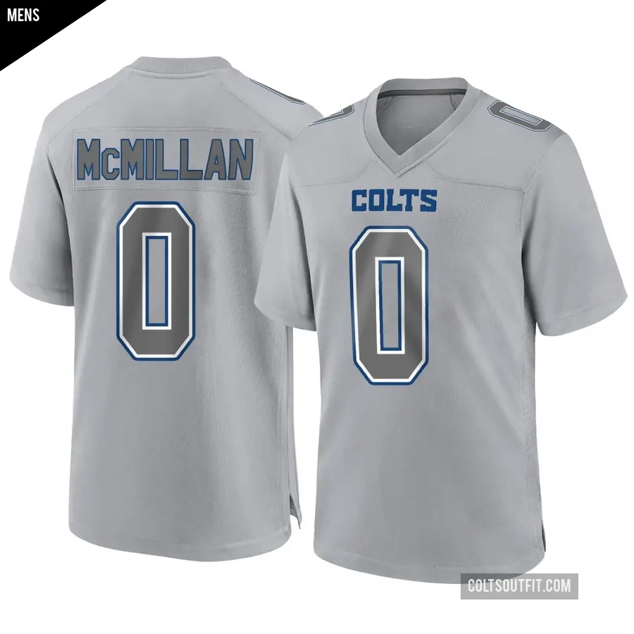 Men's Indianapolis Colts ＃0 Jai'Onte' McMillan Gray Game Atmosphere Fashion Jersey