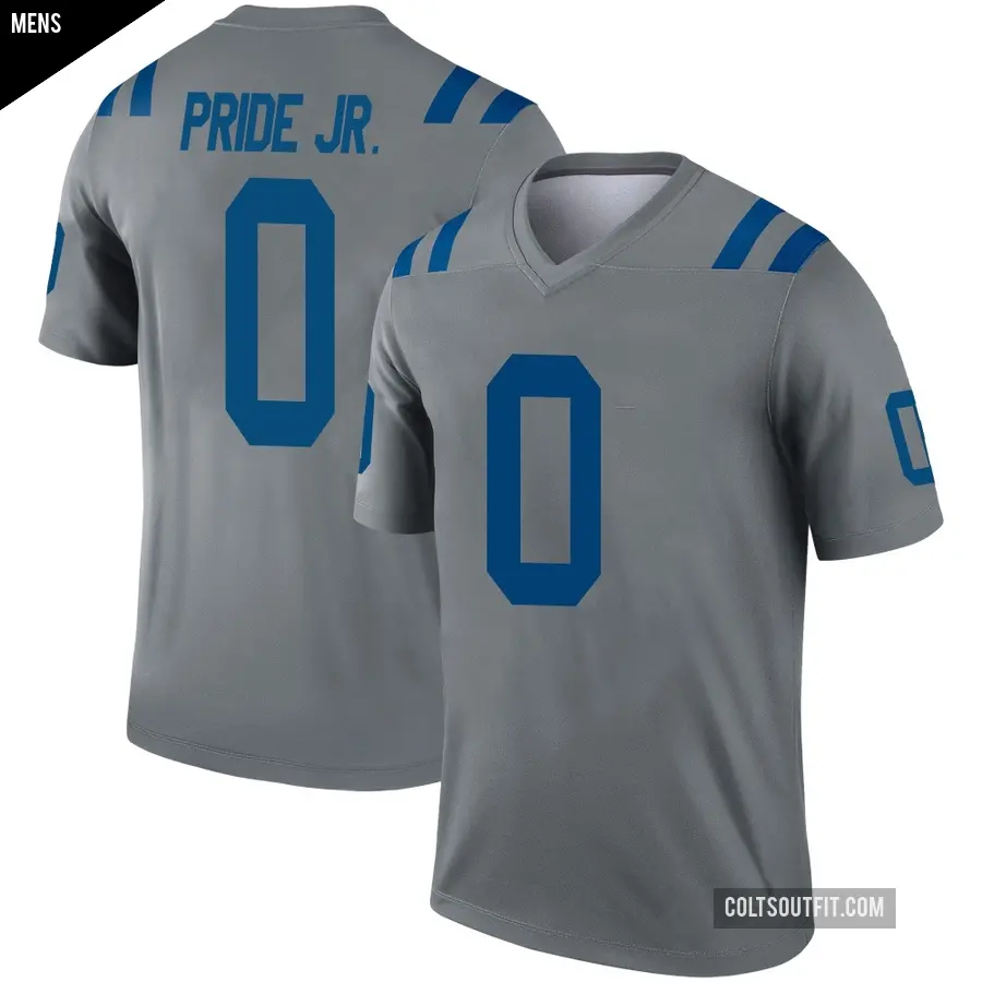 Men's Indianapolis Colts ＃0 Troy Pride Jr. Gray Legend Inverted Jersey
