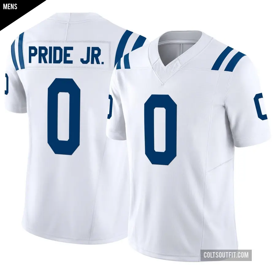Men's Indianapolis Colts ＃0 Troy Pride Jr. White Limited Vapor F.U.S.E. Jersey