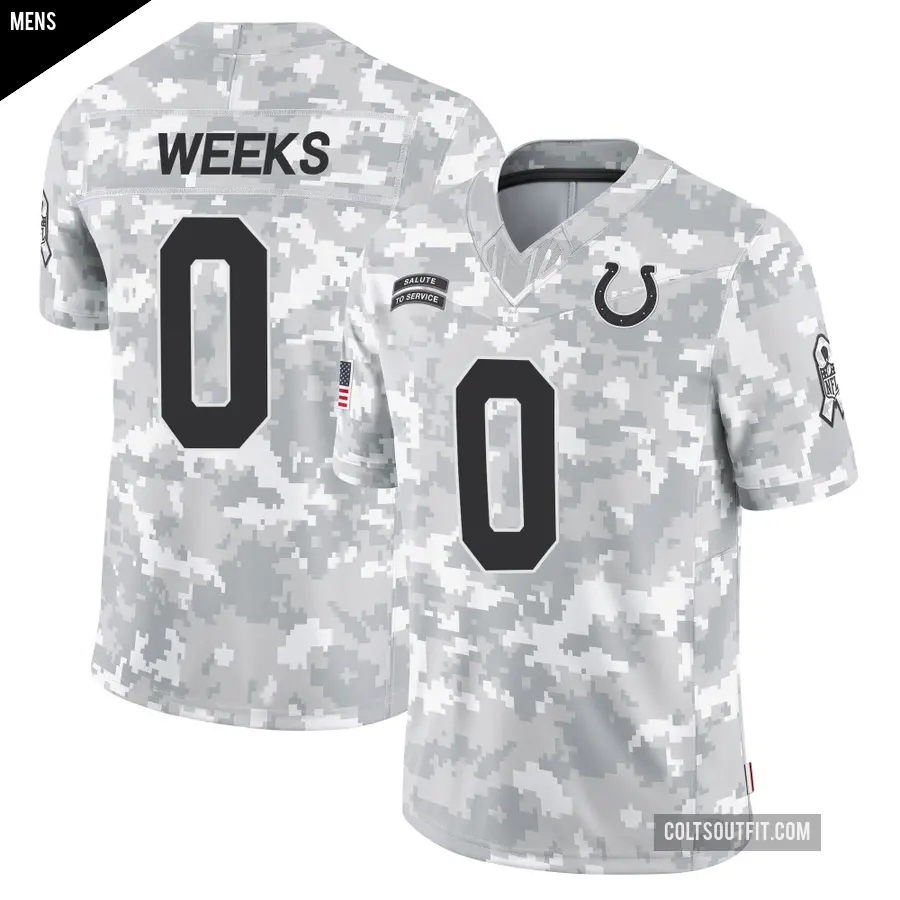 Men's Indianapolis Colts ＃0 West Weeks Arctic Camo Limited 2024 Salute to Service Jersey