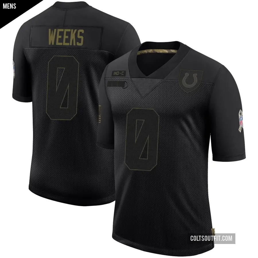 Men's Indianapolis Colts ＃0 West Weeks Black Limited 2020 Salute To Service Jersey