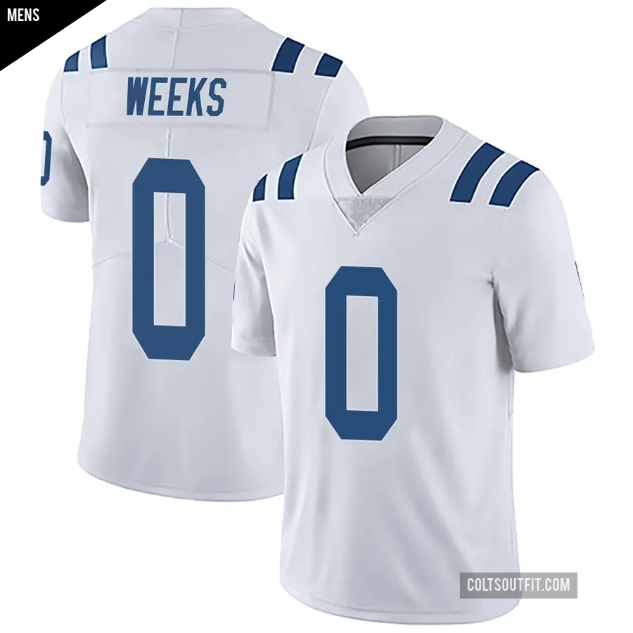 Men's Indianapolis Colts ＃0 West Weeks White Limited Vapor Untouchable Jersey