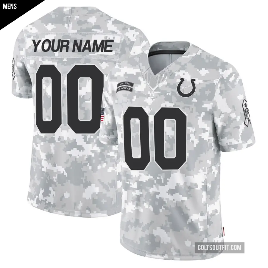 Men's Indianapolis Colts ＃00 Custom Arctic Camo Limited 2024 Salute to Service Jersey