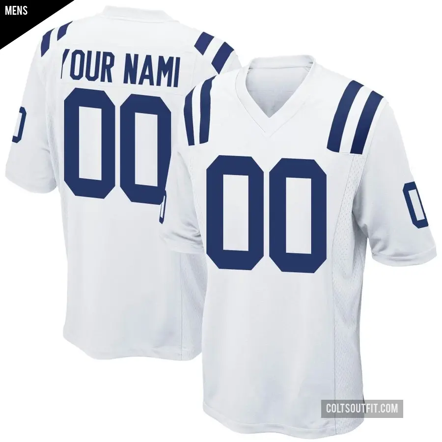 Men's Indianapolis Colts ＃00 Custom White Game Jersey