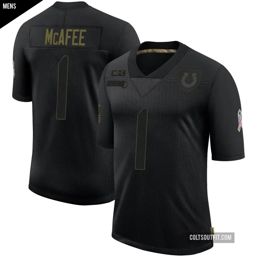 Men's Indianapolis Colts ＃1 Pat McAfee Black Limited 2020 Salute To Service Jersey