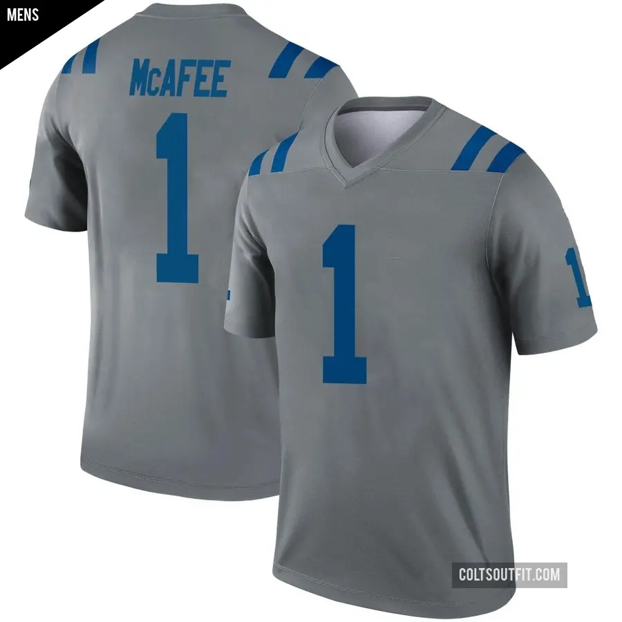Men's Indianapolis Colts ＃1 Pat McAfee Gray Legend Inverted Jersey
