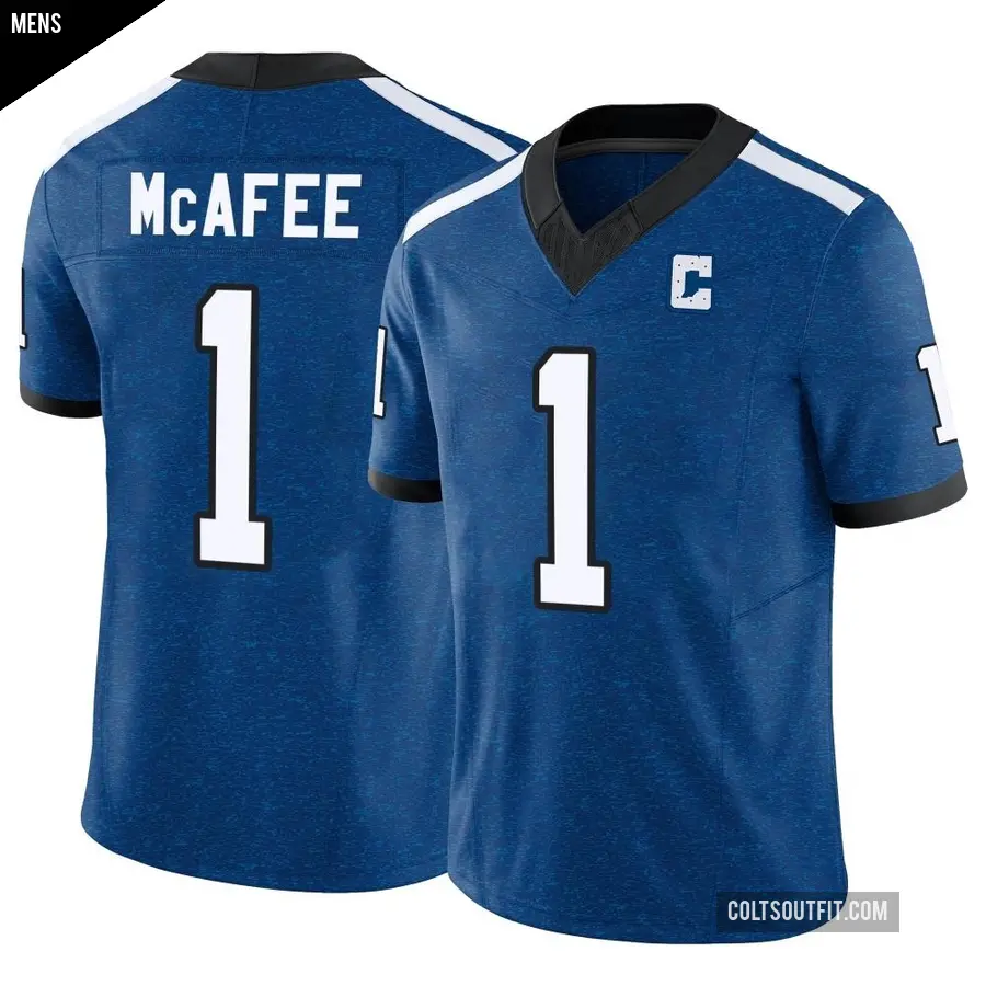 Men's Indianapolis Colts ＃1 Pat McAfee Royal Limited Indiana Nights Alternate Vapor F.U.S.E. Jersey