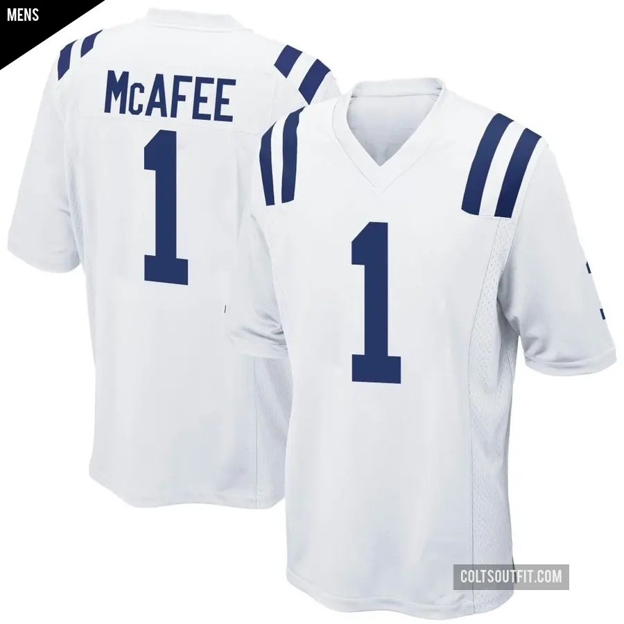 Men's Indianapolis Colts ＃1 Pat McAfee White Game Jersey