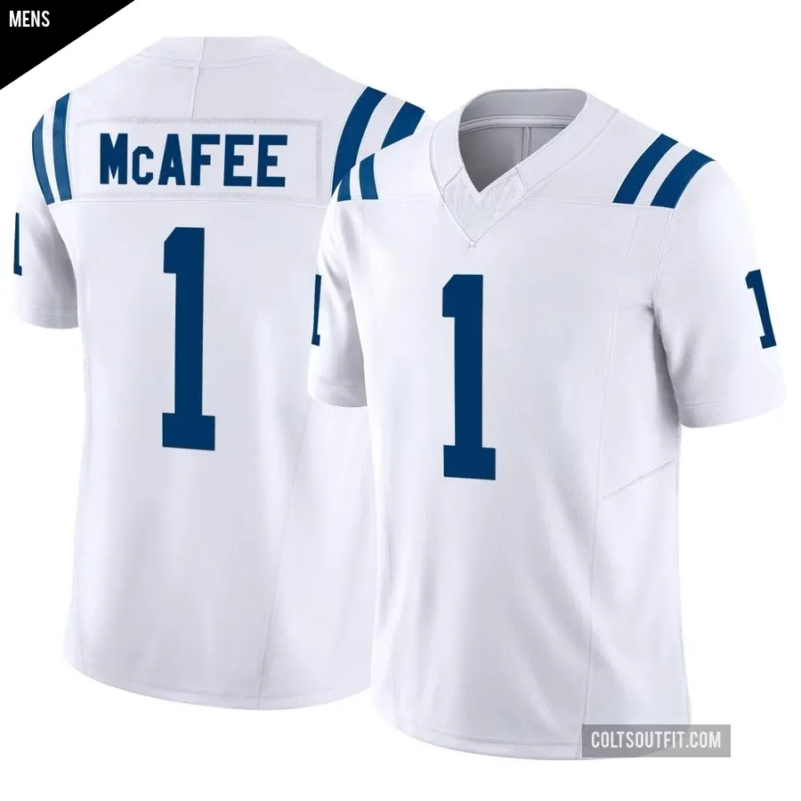 Men's Indianapolis Colts ＃1 Pat McAfee White Limited Vapor F.U.S.E. Jersey