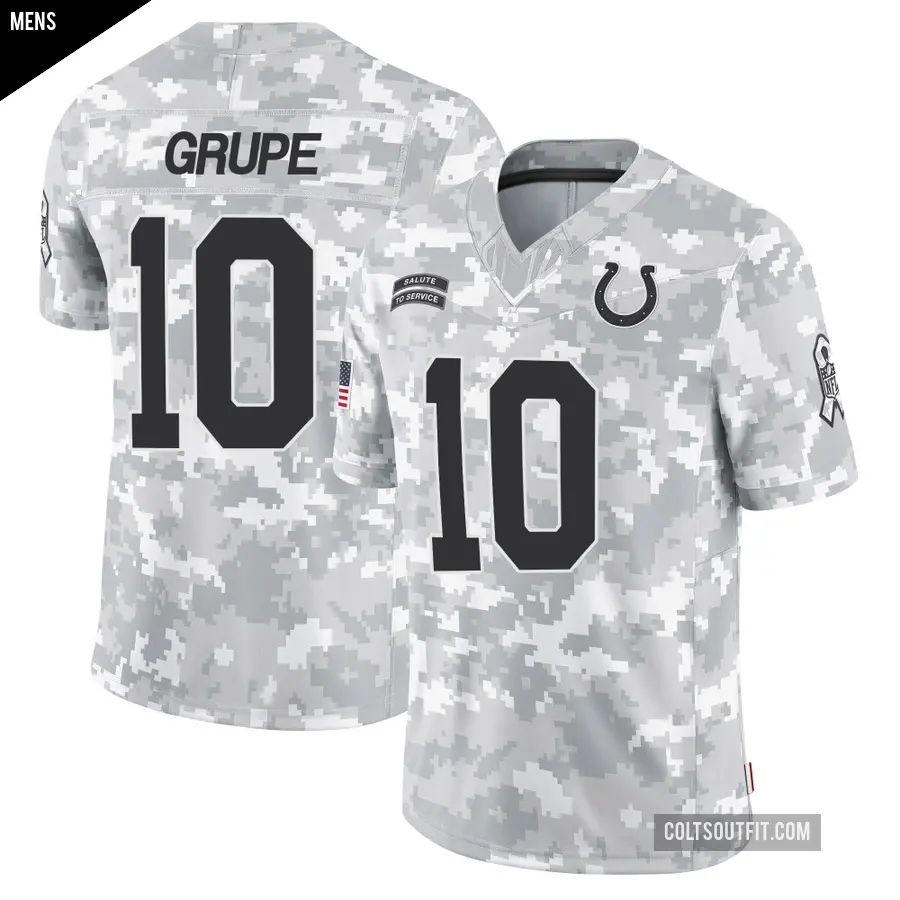 Men's Indianapolis Colts ＃10 Blake Grupe Arctic Camo Limited 2024 Salute to Service Jersey