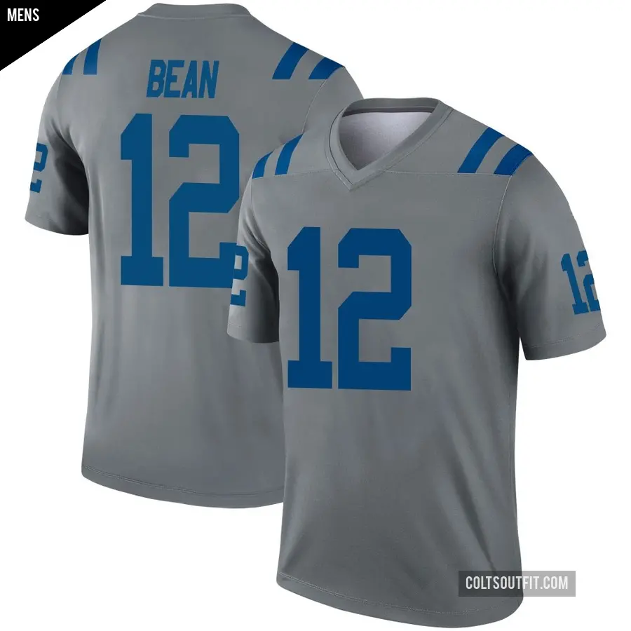 Men's Indianapolis Colts ＃12 Jason Bean Gray Legend Inverted Jersey