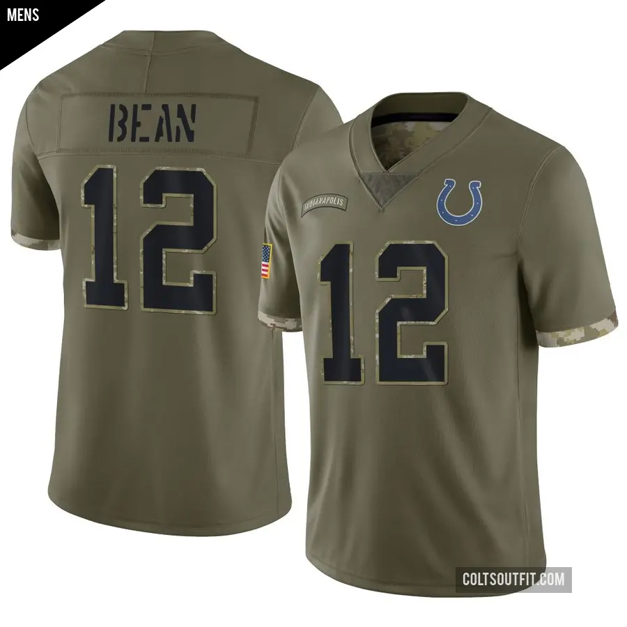 Men's Indianapolis Colts ＃12 Jason Bean Olive Limited 2022 Salute To Service Jersey