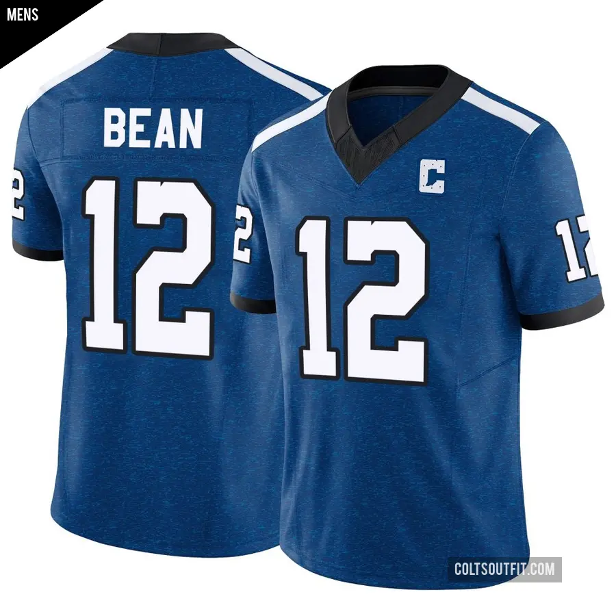 Men's Indianapolis Colts ＃12 Jason Bean Royal Limited Indiana Nights Alternate Vapor F.U.S.E. Jersey