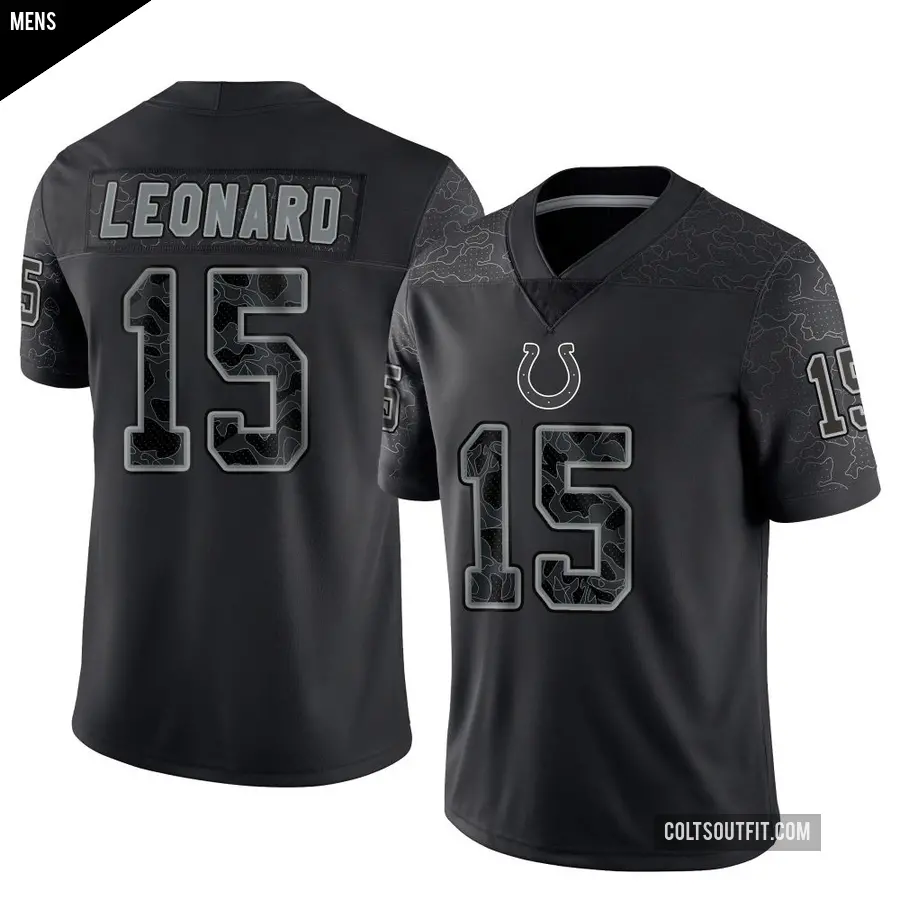 Men's Indianapolis Colts ＃15 Riley Leonard Black Limited Reflective Jersey