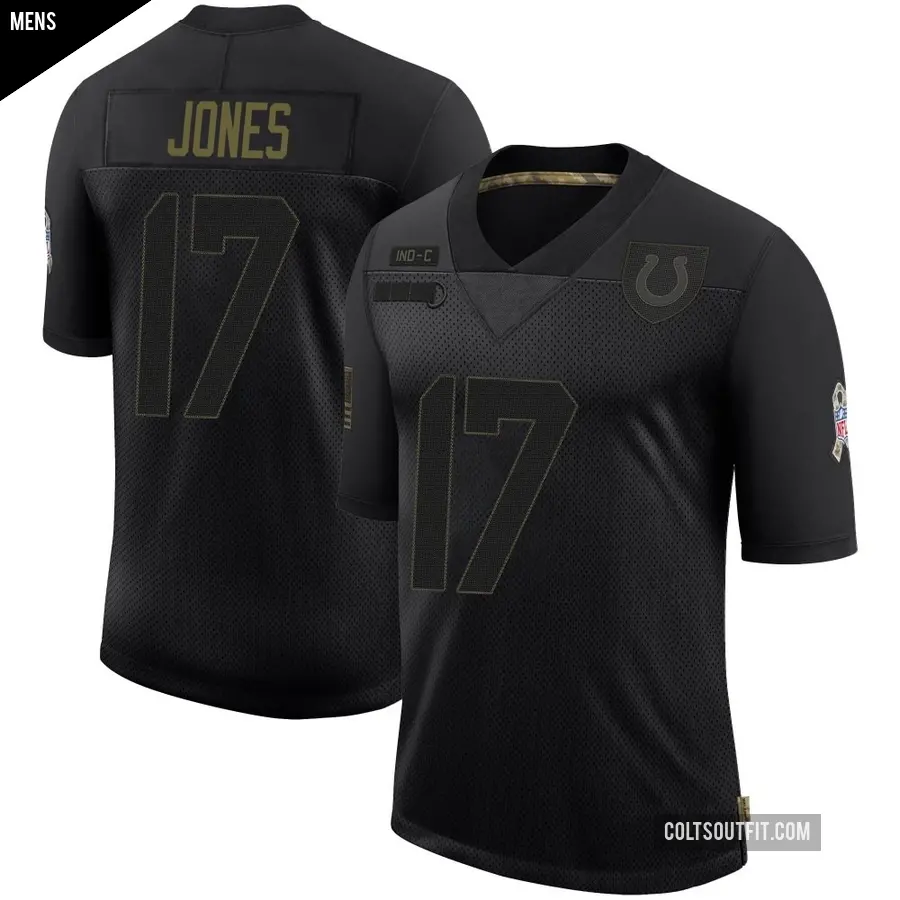 Men's Indianapolis Colts ＃17 Daniel Jones Black Limited 2020 Salute To Service Jersey