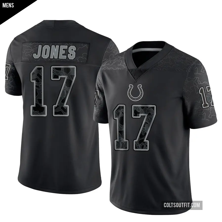 Men's Indianapolis Colts ＃17 Daniel Jones Black Limited Reflective Jersey