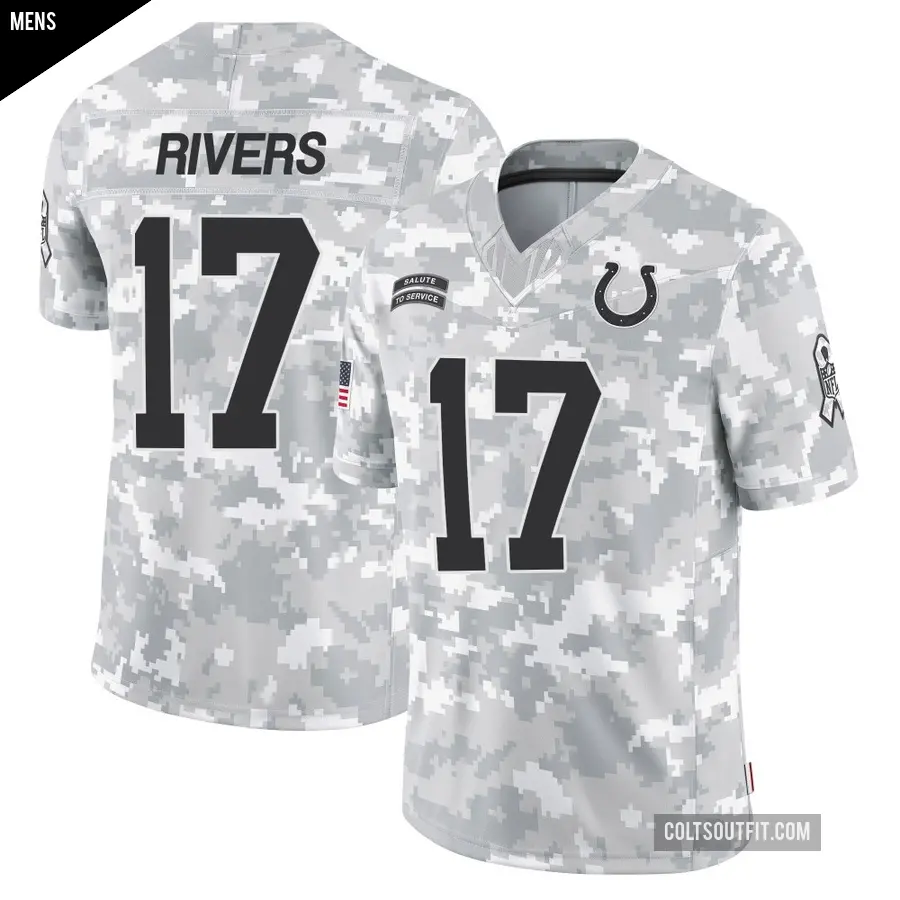 Men's Indianapolis Colts ＃17 Philip Rivers Arctic Camo Limited 2024 Salute to Service Jersey