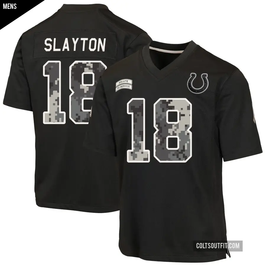 Men's Indianapolis Colts ＃18 Darius Slayton Black Game 2026 Salute to Service Jersey
