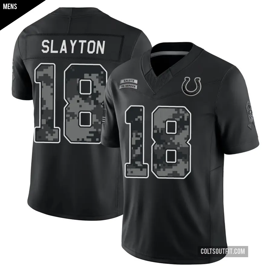 Men's Indianapolis Colts ＃18 Darius Slayton Black Limited 2026 Salute to Service Stitched Jersey