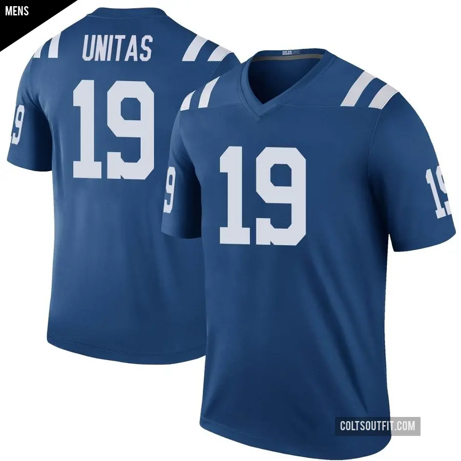 Men's Indianapolis Colts ＃19 Johnny Unitas Royal Legend Color Rush Jersey