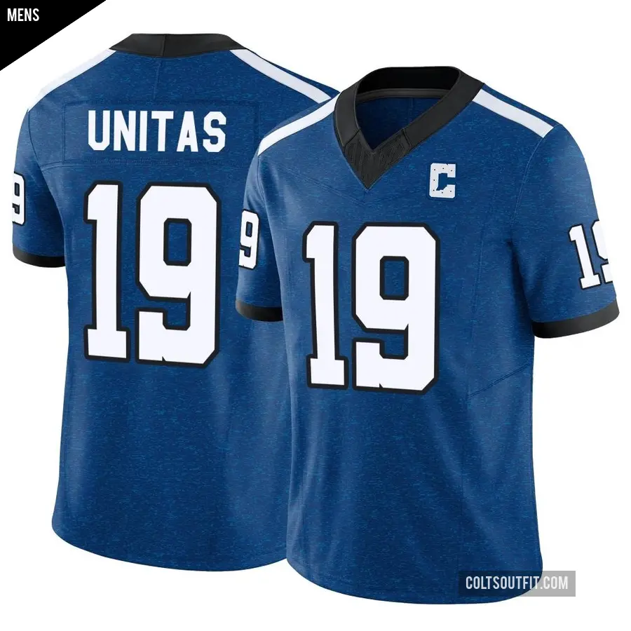 Men's Indianapolis Colts ＃19 Johnny Unitas Royal Limited Indiana Nights Alternate Vapor F.U.S.E. Jersey
