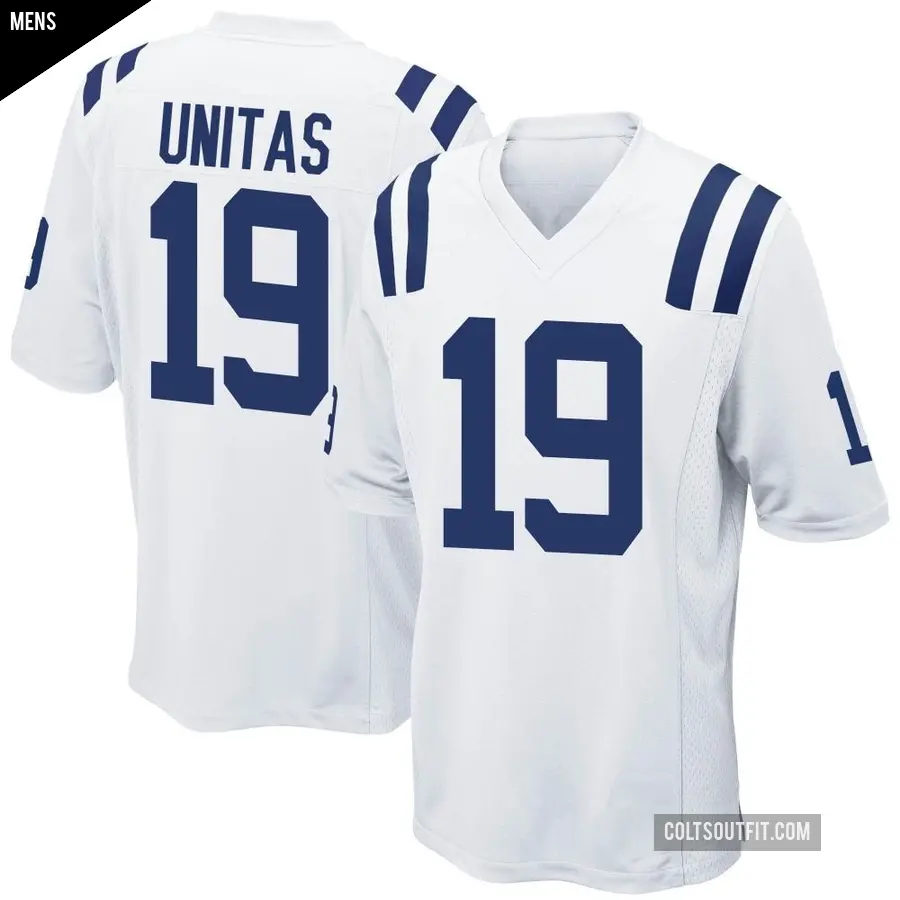 Men's Indianapolis Colts ＃19 Johnny Unitas White Game Jersey