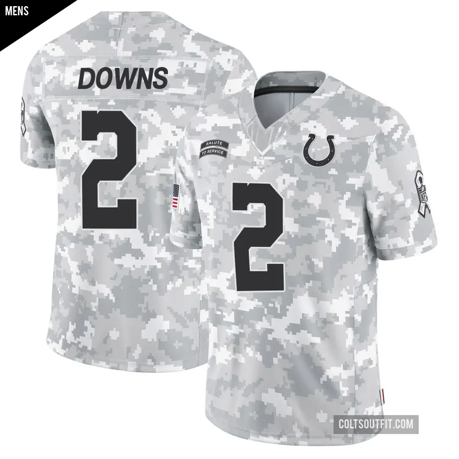 Men's Indianapolis Colts ＃2 Josh Downs Arctic Camo Limited 2024 Salute to Service Jersey
