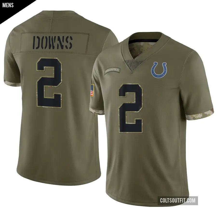 Men's Indianapolis Colts ＃2 Josh Downs Olive Limited 2022 Salute To Service Jersey