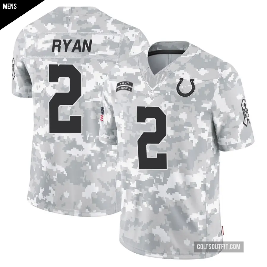 Men's Indianapolis Colts ＃2 Matt Ryan Arctic Camo Limited 2024 Salute to Service Jersey