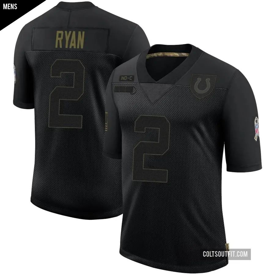 Men's Indianapolis Colts ＃2 Matt Ryan Black Limited 2020 Salute To Service Jersey
