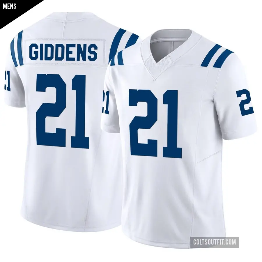Men's Indianapolis Colts ＃21 DJ Giddens White Limited Vapor F.U.S.E. Jersey