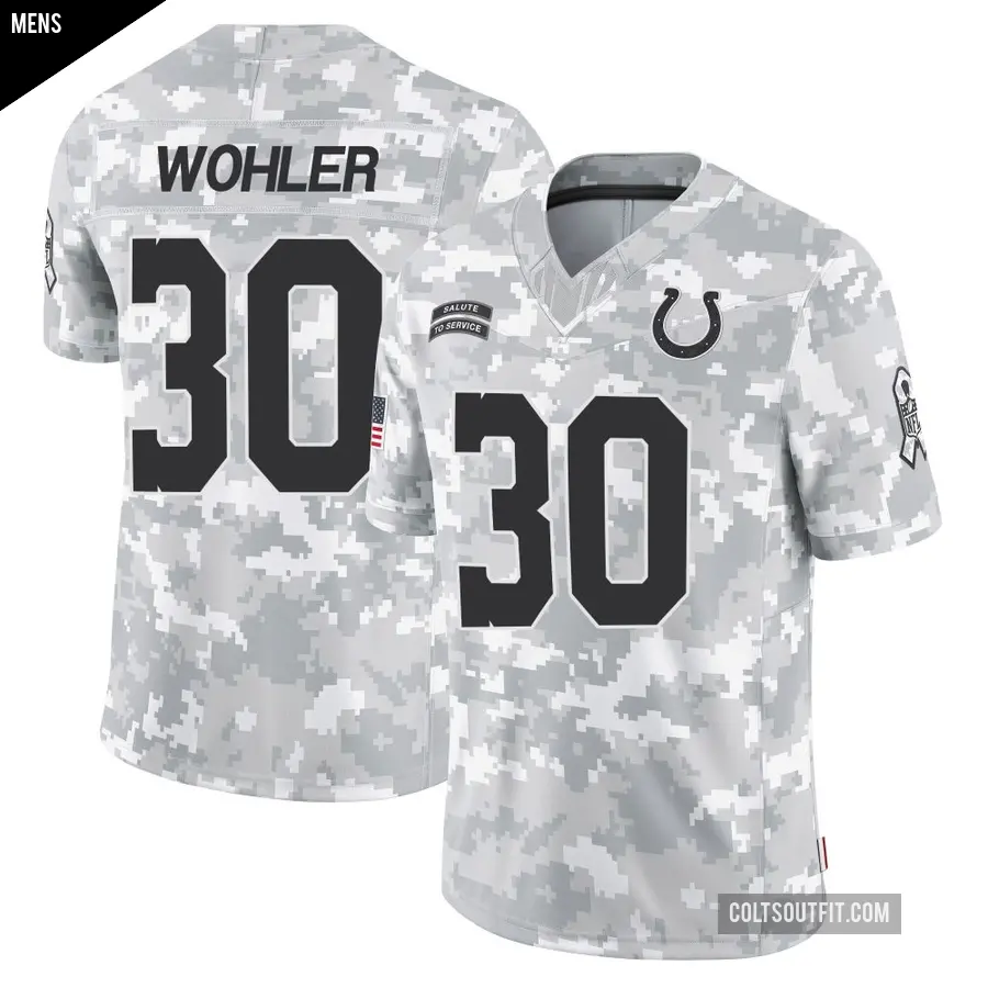 Men's Indianapolis Colts ＃30 Hunter Wohler Arctic Camo Limited 2024 Salute to Service Jersey