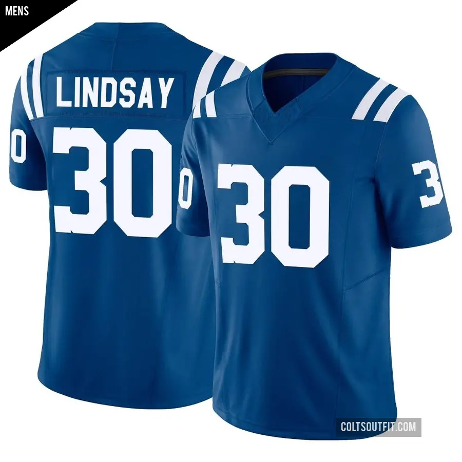 Men's Indianapolis Colts ＃30 Phillip Lindsay Royal Limited Vapor F.U.S.E. Jersey