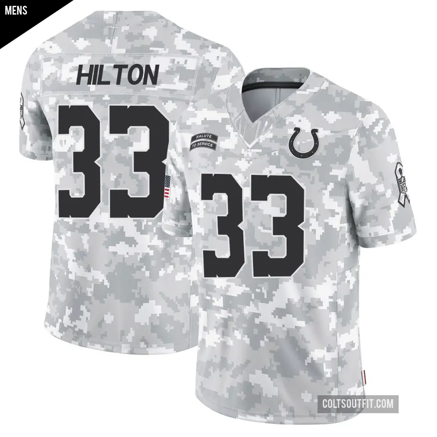 Men's Indianapolis Colts ＃33 Mike Hilton Arctic Camo Limited 2024 Salute to Service Jersey