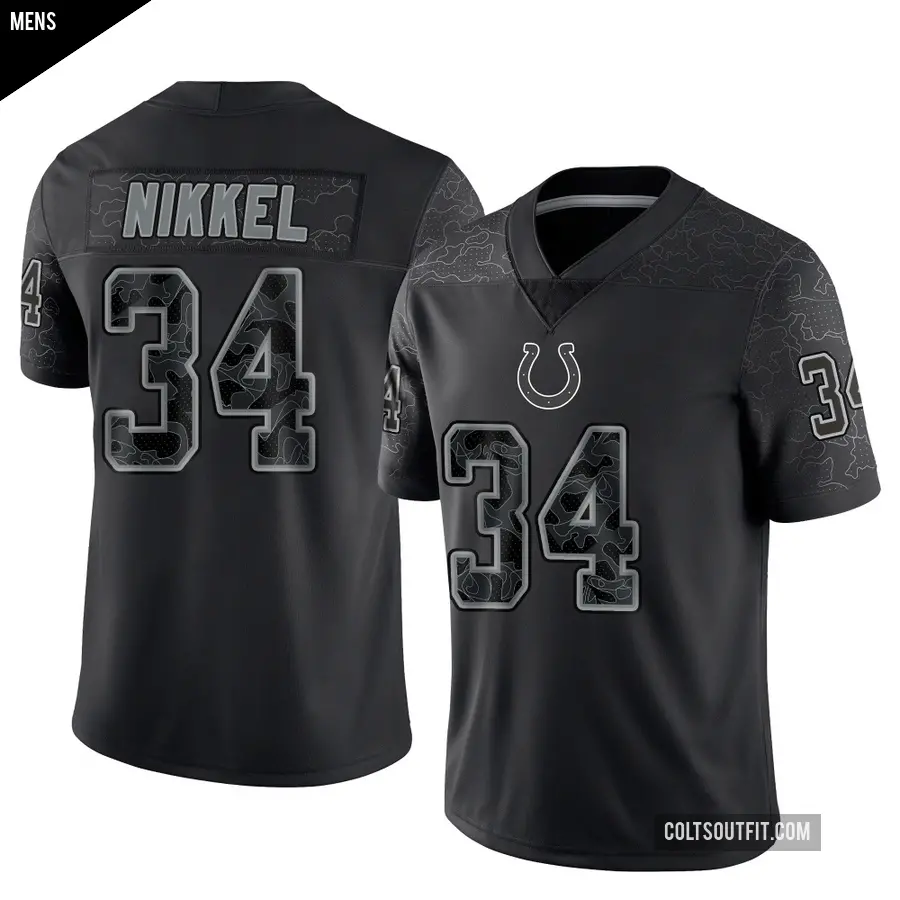 Men's Indianapolis Colts ＃34 Ben Nikkel Black Limited Reflective Jersey
