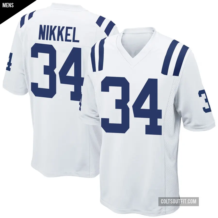 Men's Indianapolis Colts ＃34 Ben Nikkel White Game Jersey