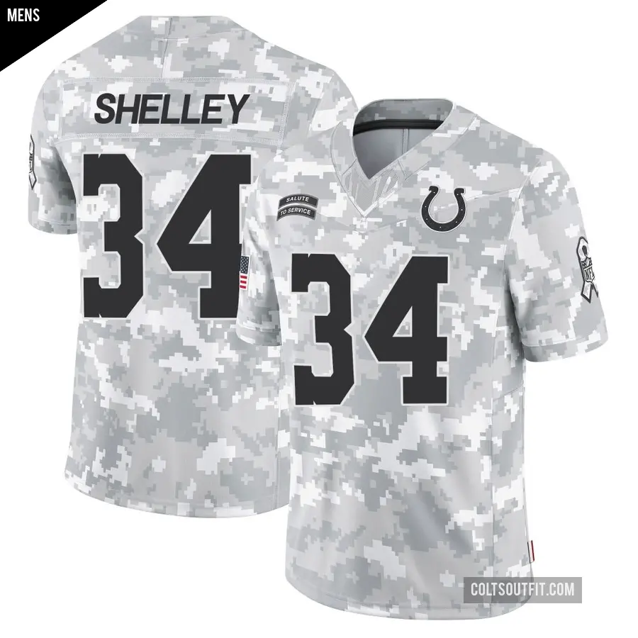 Men's Indianapolis Colts ＃34 Duke Shelley Arctic Camo Limited 2024 Salute to Service Jersey