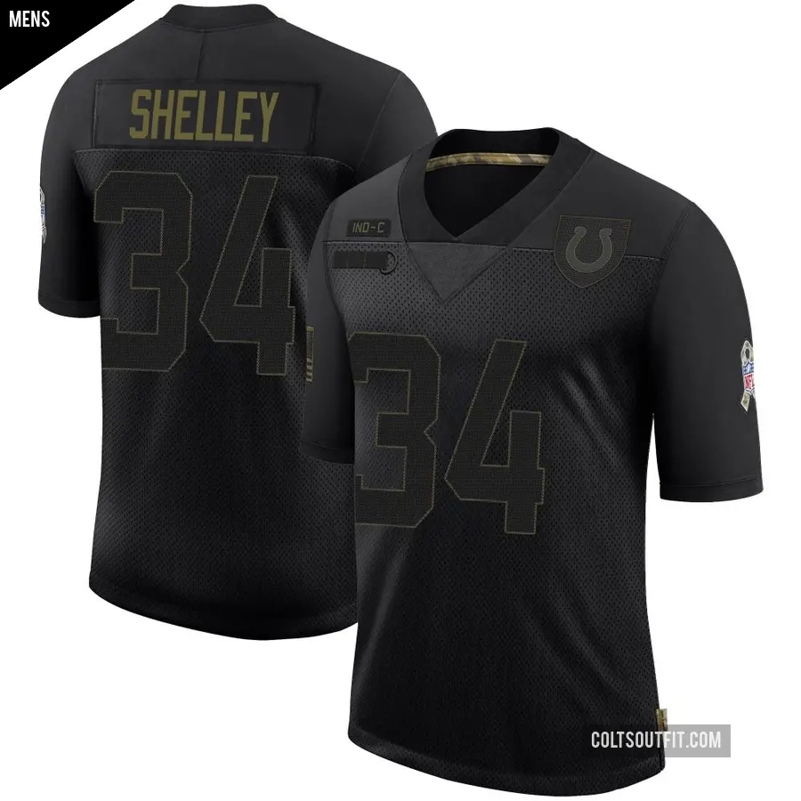 Men's Indianapolis Colts ＃34 Duke Shelley Black Limited 2020 Salute To Service Jersey