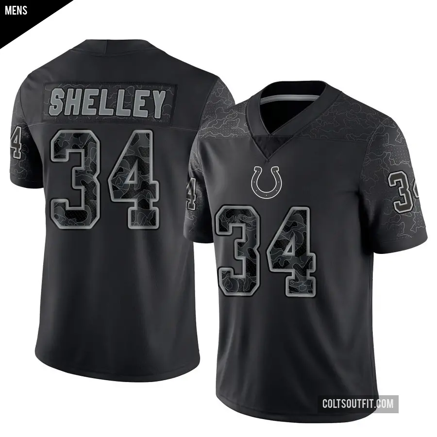 Men's Indianapolis Colts ＃34 Duke Shelley Black Limited Reflective Jersey