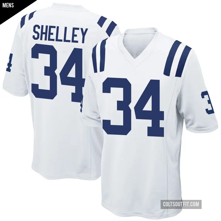 Men's Indianapolis Colts ＃34 Duke Shelley White Game Jersey