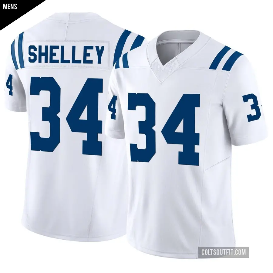 Men's Indianapolis Colts ＃34 Duke Shelley White Limited Vapor F.U.S.E. Jersey