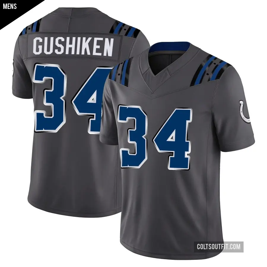 Men's Indianapolis Colts ＃34 Kapena Gushiken Anthracite Limited 2026 Rivalries Collection Stitched Jersey