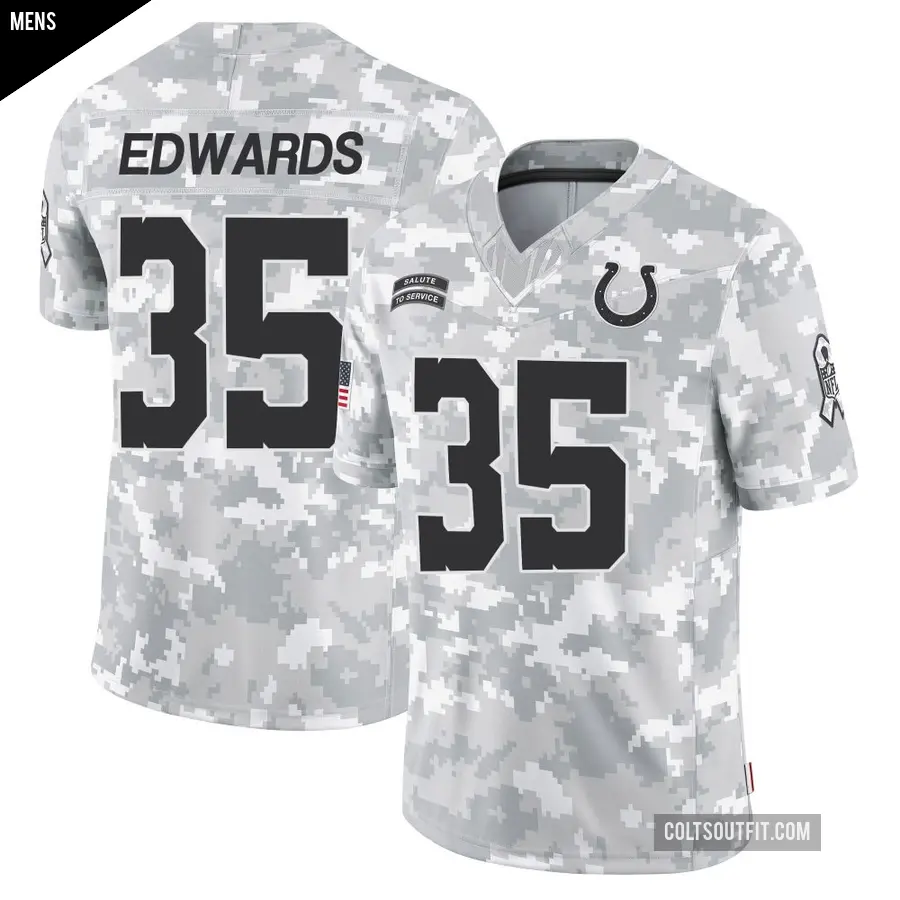 Men's Indianapolis Colts ＃35 Johnathan Edwards Arctic Camo Limited 2024 Salute to Service Jersey