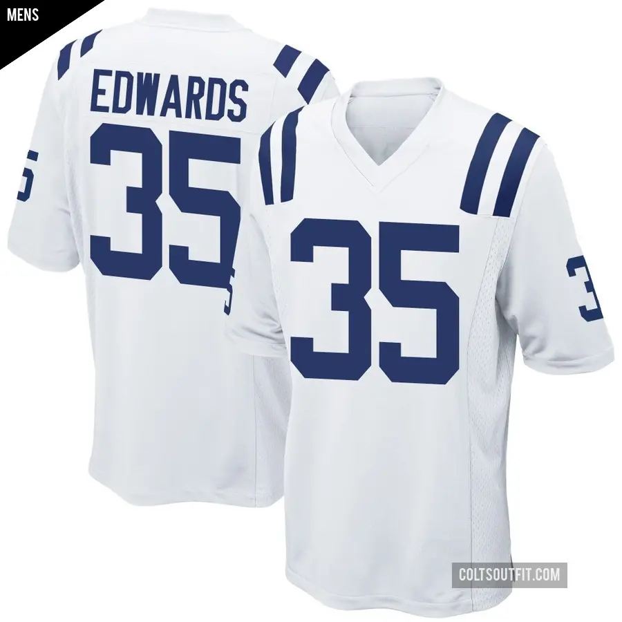 Men's Indianapolis Colts ＃35 Johnathan Edwards White Game Jersey