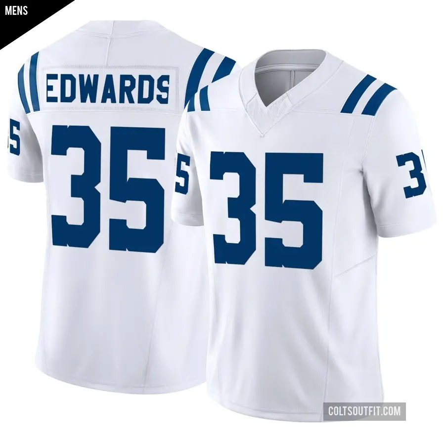 Men's Indianapolis Colts ＃35 Johnathan Edwards White Limited Vapor F.U.S.E. Jersey