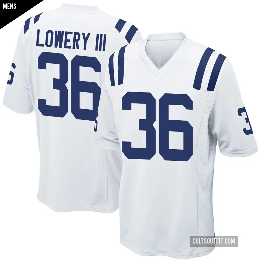 Men's Indianapolis Colts ＃36 Reuben Lowery III White Game Jersey